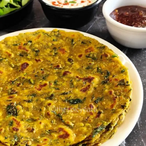 Methi Thepla Recipe | मेथी थेपला | Methi Paratha https://thespicycafe.com/wp-content/uploads/2023/12/1-methi-thepla-gujarati-breakfast-dish-vegan-vegetarian-fenugreek-paratha-easy-quick-simple-no-onion-no-garlic-satvik-Indian-recipe-lunch-dinner-brunch-snacks-.png https://thespicycafe.com/methi-thepla-recipe/