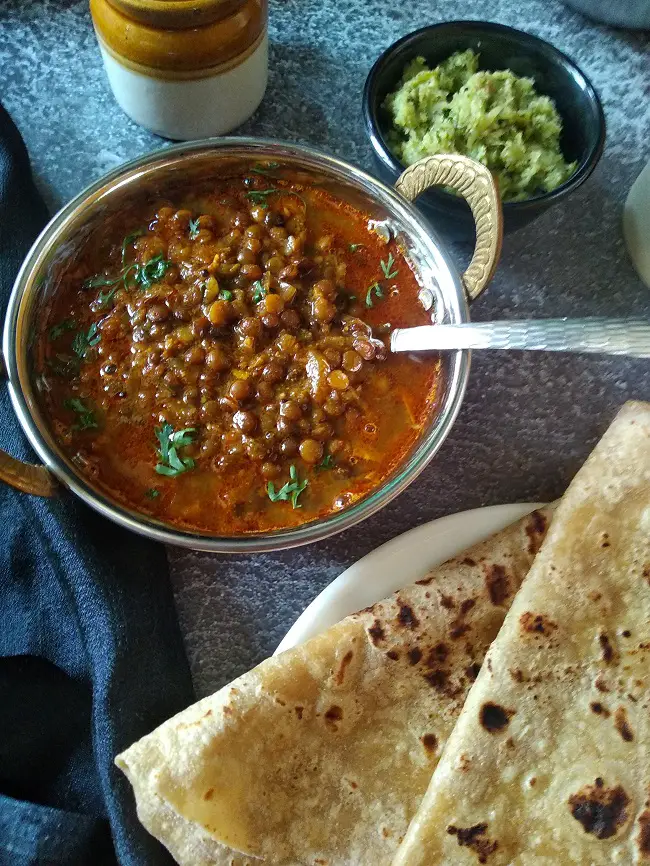 masoor usal maharashtrian curry vegan vegetarian brown lentil curry