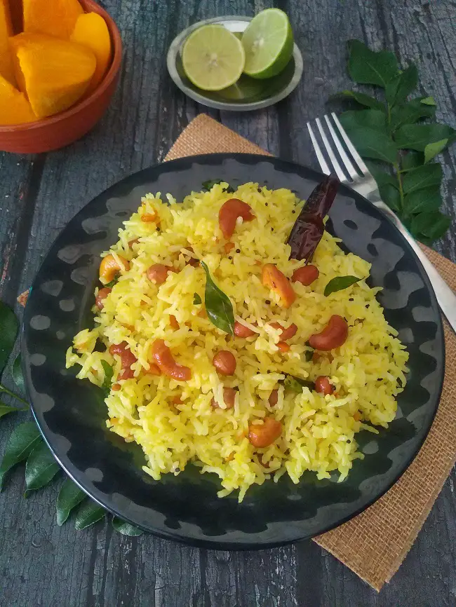 south Indian lemon rice recipe vegan vegetarian plantbased recipe