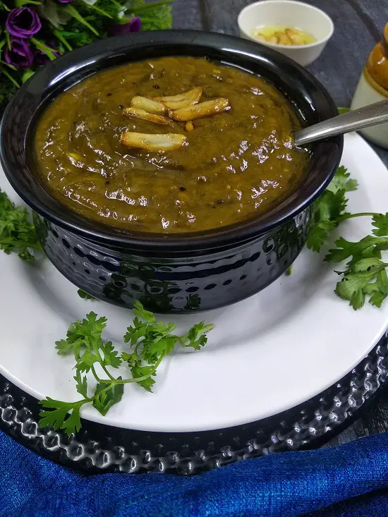 Ambadi Chi Patal Bhaji | Maharashtrian Style Gongura Curry https://thespicycafe.com/wp-content/uploads/2022/07/patal-bhaji-ambadi-chi-patal-bhaji-vegan-plantbased.jpg https://thespicycafe.com/ambadi-chi-patal-bhaji-gongura-curry/