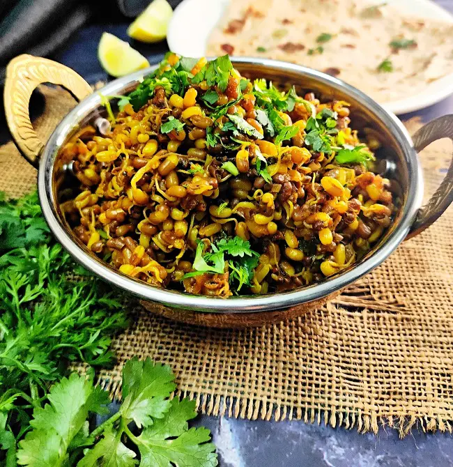 matki chi usal indian style brahmin style maharashtrian usal matki ki sabji moth beans curry vegan diabetic friendly high protein matki chi usal recipe