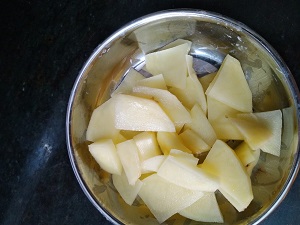 Batatyachya Kachrya - Maharashtrian Spicy Sliced Potato Fry (No Onion No Garlic Recipe) https://thespicycafe.com/batata-kachrya-recipe/