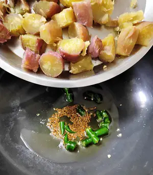 Upvasachi Ratalyachi Bhaji | Sweet Potato Sabji-Fast/Vrat https://thespicycafe.com/wp-content/uploads/2022/09/glutenfree-sweet-potato-stir-fry-ratala-bhaji-sabji-indian-vrat-upvas-recipes-navratri-2022.jpg https://thespicycafe.com/upvasachi-ratalyachi-bhaji/
