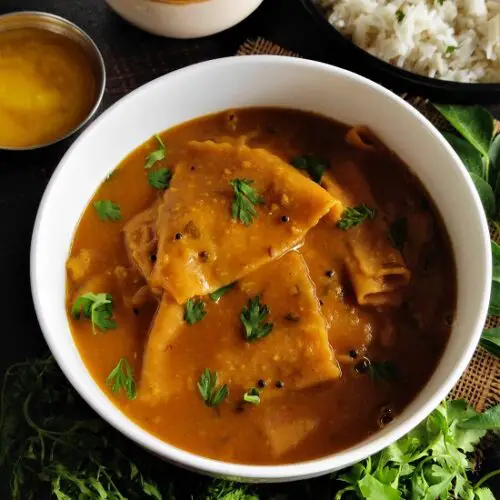 Varanfal / Chakolya - Dal Dhokli Recipe https://thespicycafe.com/daldhokli-varanfal-recipe/